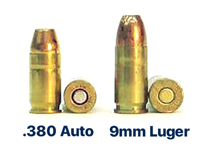 .380 Auto or ACP vs 9mm Luger Comparison side by side