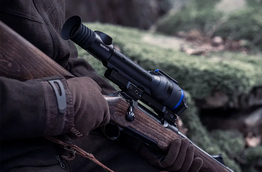 Pulsar Talion XQ38 Thermal Scope on a rifle