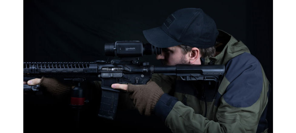 Steiner NightHunter Thermal Scope mounted on a rifle being fired