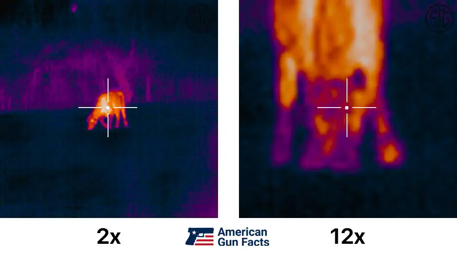 Thermal scope magnification from 2x vs 12x