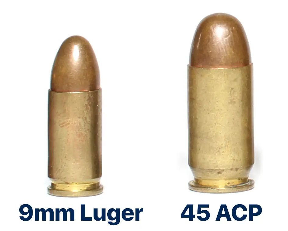 45 Auto vs. 9mm Luger Bullet Comparison
