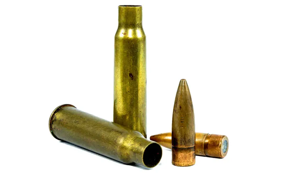 Rifle bullet cartridge shells used for reloading