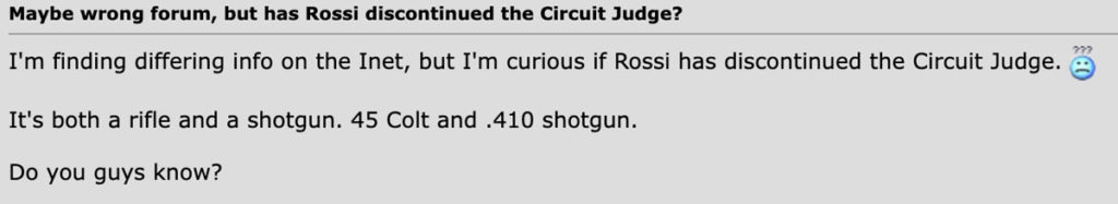 Forum post discussing if the circuit judge has been discontinued