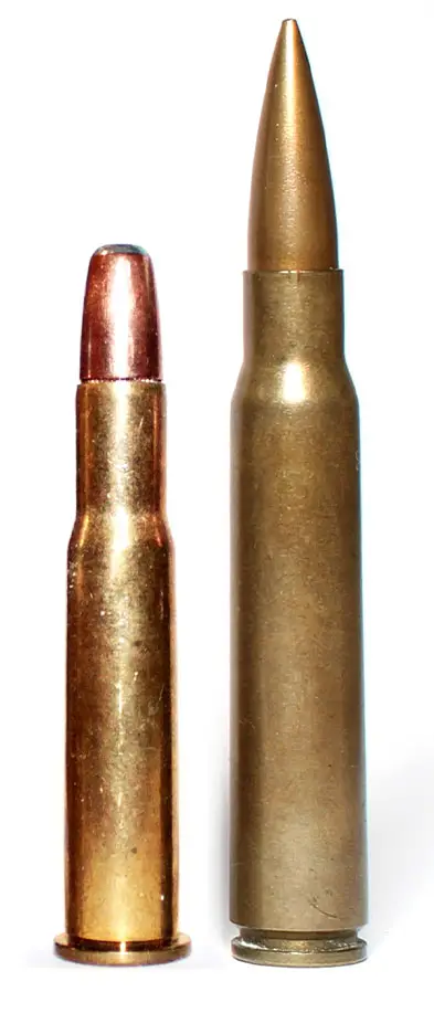 .30-30 Winchester (left) vs. the .30-06 Springfield (right)