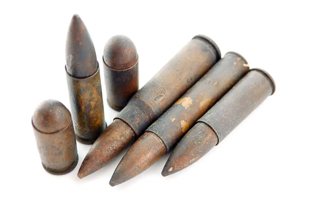 Old and rusted ammunition