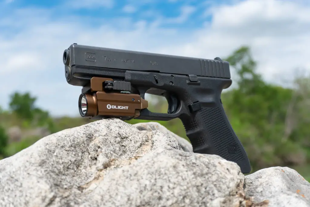 Olight Baldr S Flashlight on a Glock 17 firearm