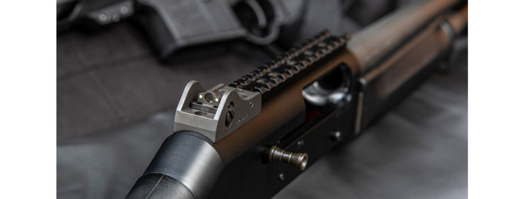 Close up details of the Benelli M4 Shotgun