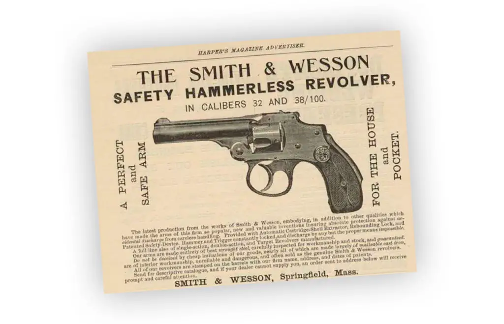 Smith & Wesson Safety Hammerless Lemon Squeezer Gun Old vintage Advertisement