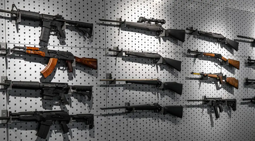 Gun store wall rifles