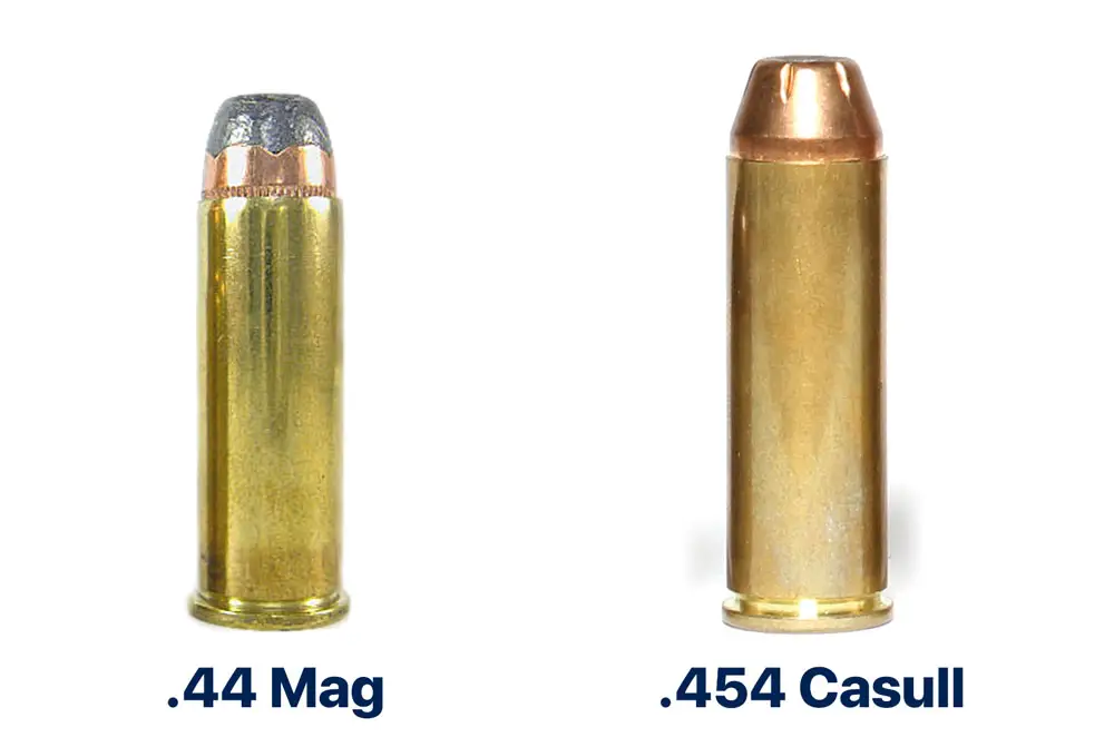 .44 Magnum side by side comparison to .454 Casull