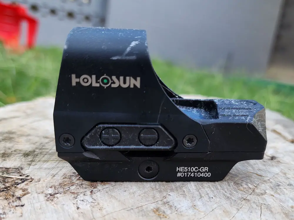 Holosun 510c brightness adjustment buttons on side