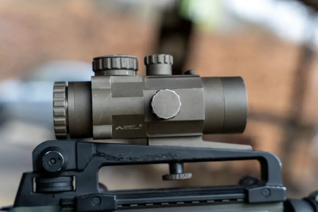 Mounting bolt on the Primary Arms SLx 2.5 Compact 2.5x32 Prism Scope