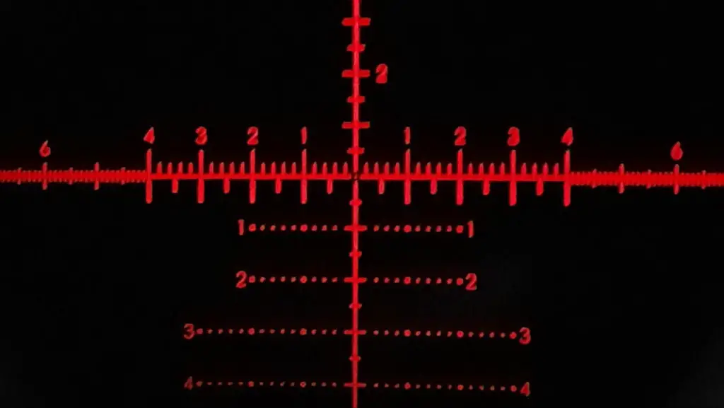 Vortex Razor HD Gen II Scope 4.5-27x56 reticle illuminated close detail zoomed in