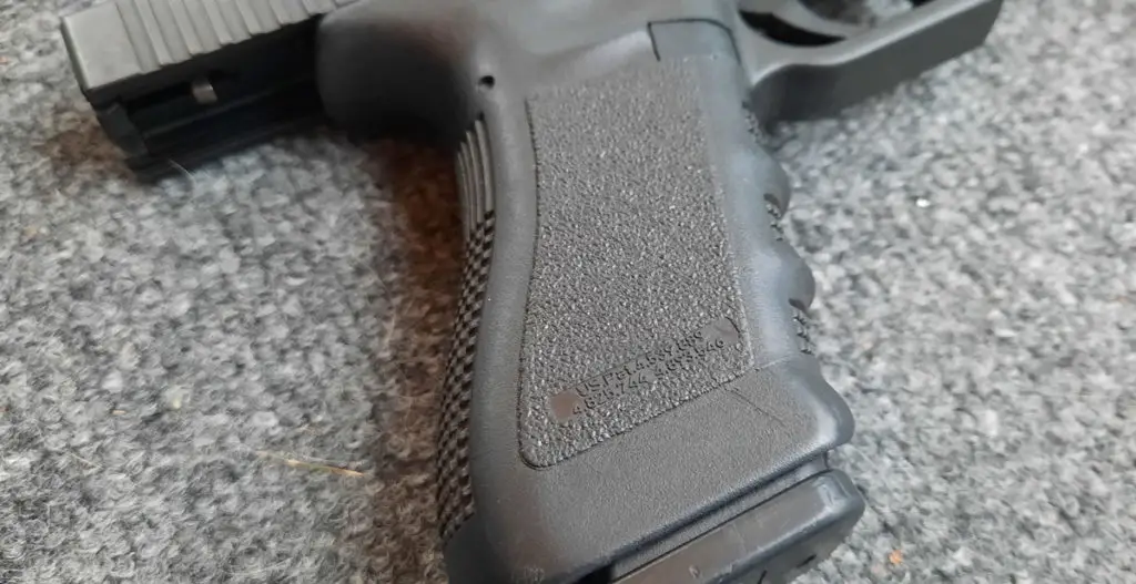 Right side grip on the Glock 22 .40 S&W
