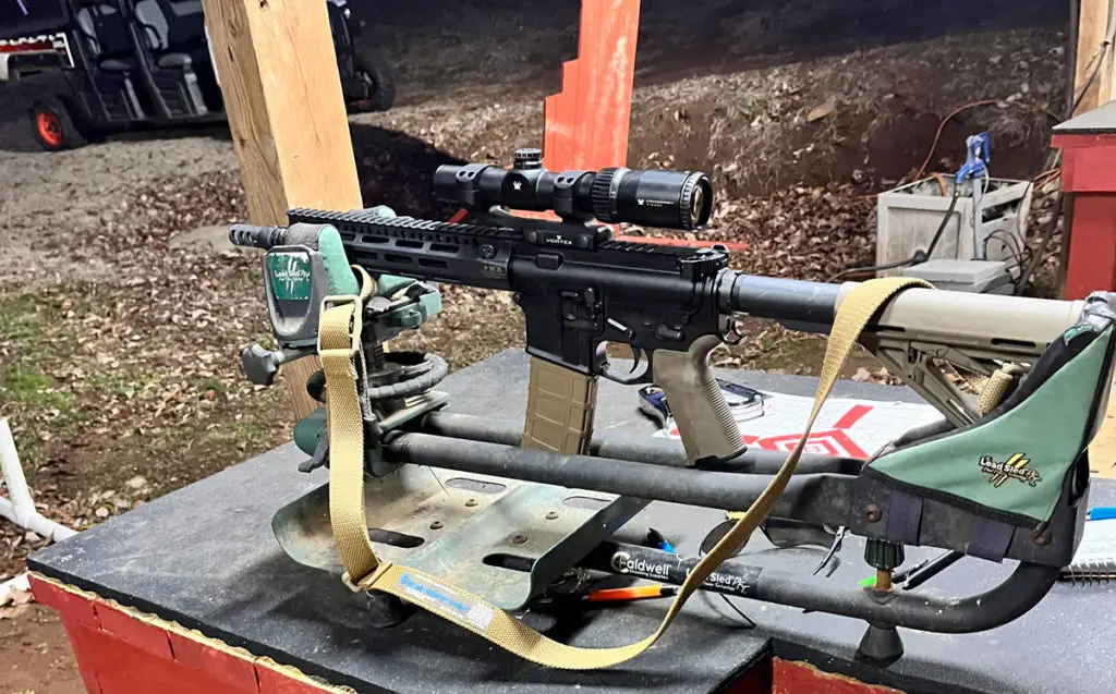  Vortex Crossfire II 1-4X24 mounted for testing