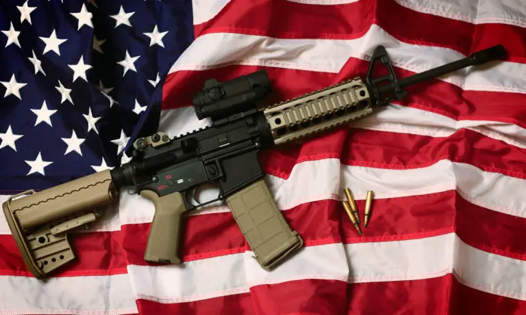 AR15 Rifle on an American Flag