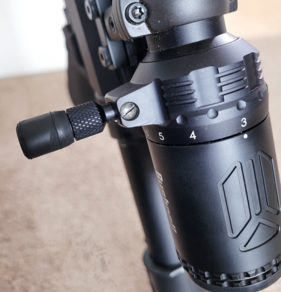 Throw lever on the end of the Bushnell AR Riflescope