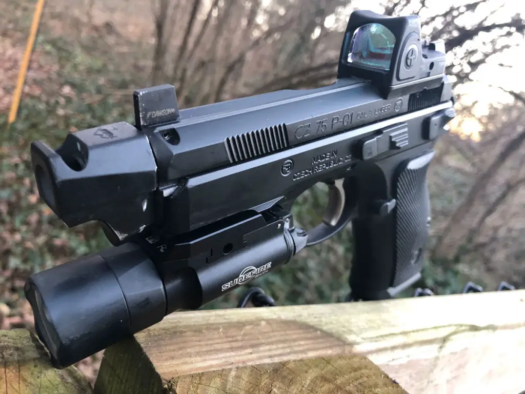 CZ P01 with flashlight and Trijicon red dot sight