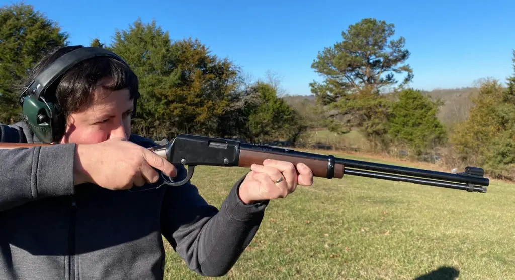 Man shooting a Henry Classic Lever Action Rifle