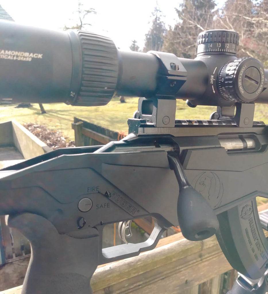 Lever action on a Ruger Precision Rimfire Rifle 