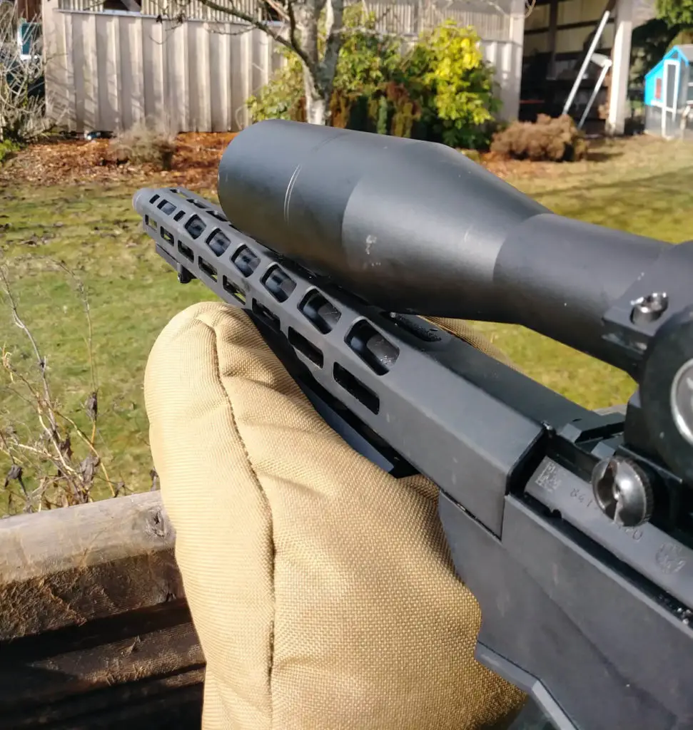 Mlok barrel of Ruger Precision Rimfire Rifle for accessories