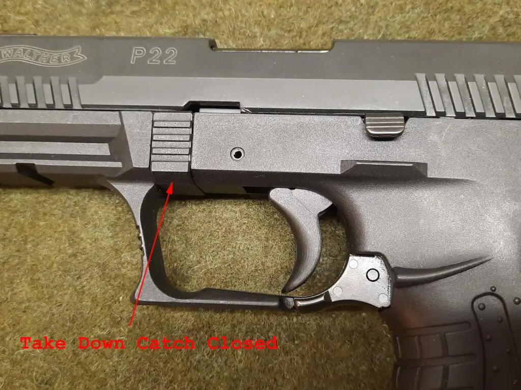 Walther P22 Take Down Catch closed