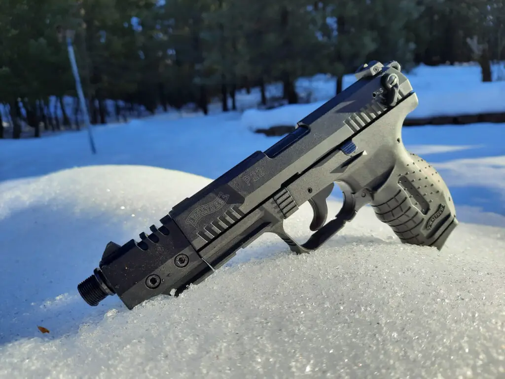 Walther P22 Pistol in the snow