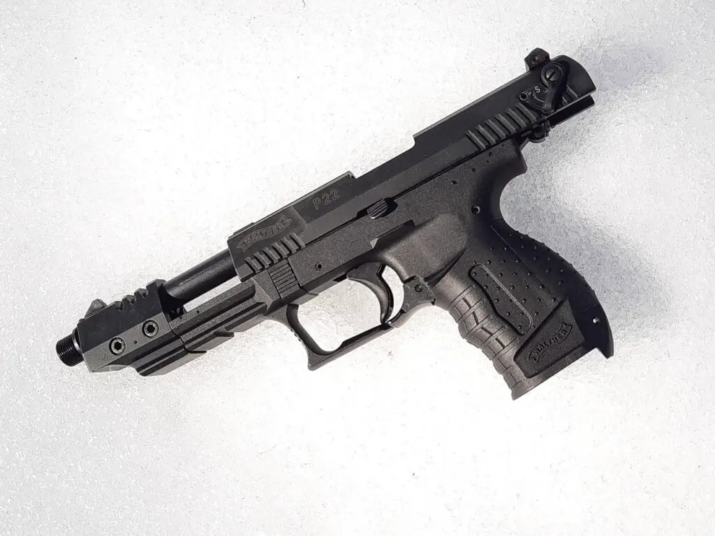 Walther P22 Action open in snow