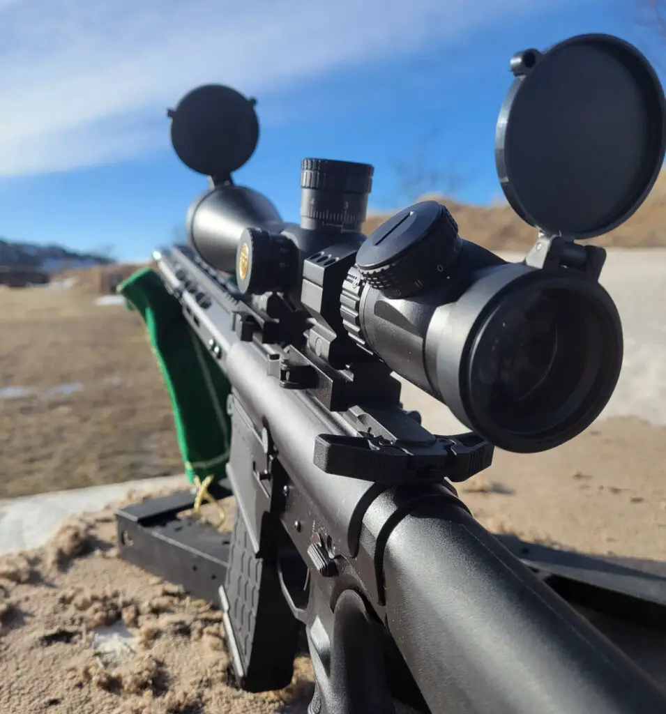 Athlon Argos scope mounted on ar15 rifle at the range