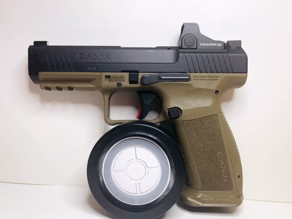 Swampfox Sentinel mounted on a handgun pistol