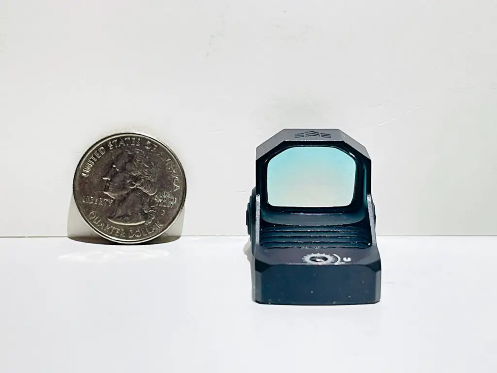 Swampfox Sentinel size comparison with US quarter