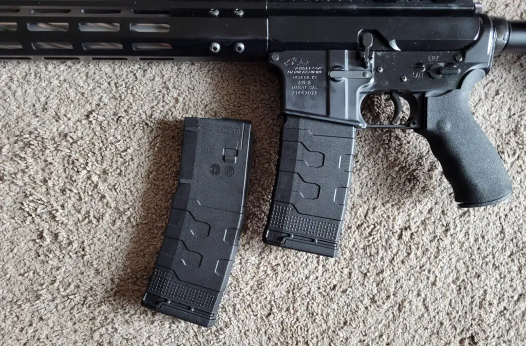 Amend2 Mod3 AR Magazine loaded into a rifle
