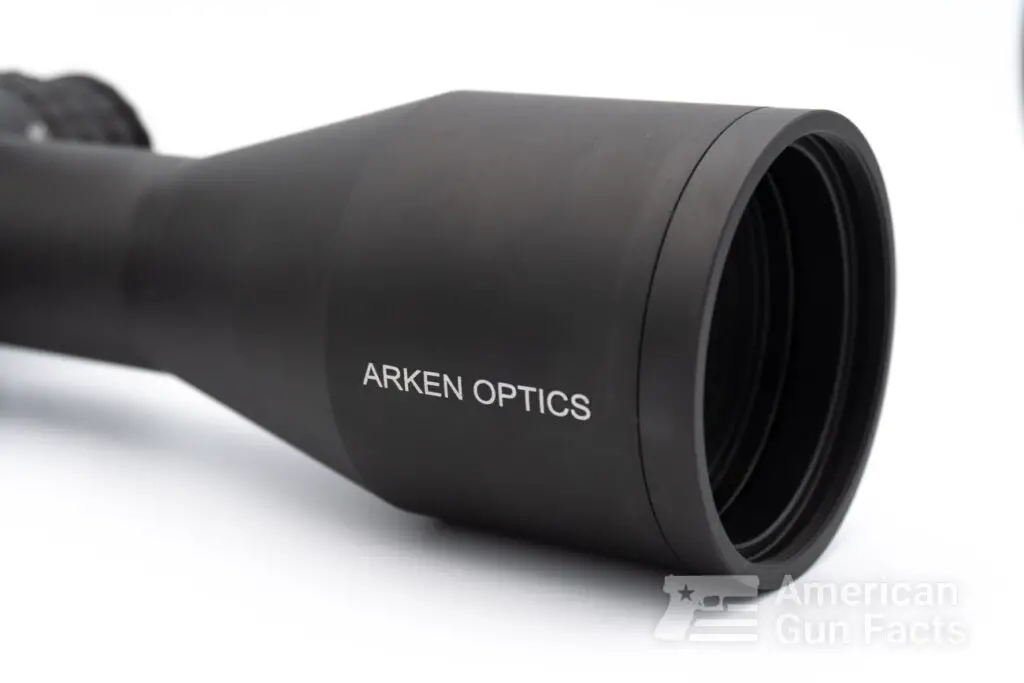 Arken Optics close up photo of the name on the scope
