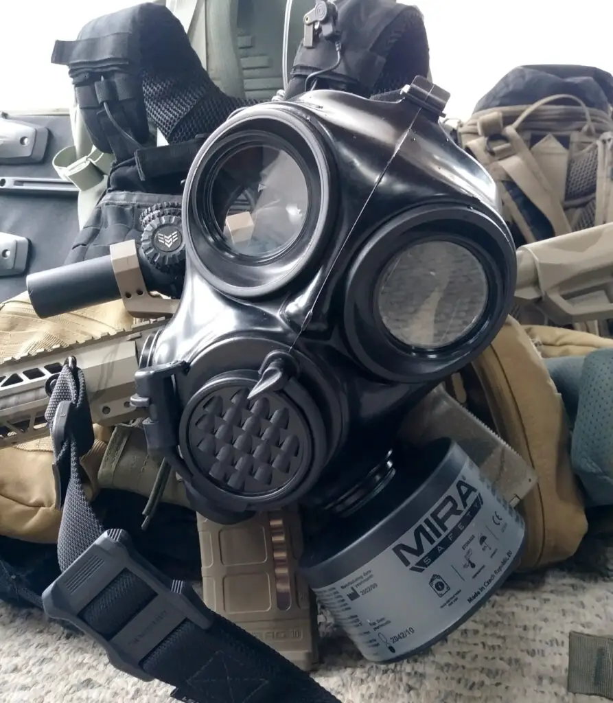 MIRA Safety Gas Mask with other survival equipment