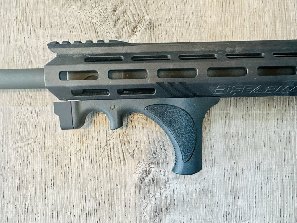 Viridian 4lux light mounted on the mlok barrel of a rifle