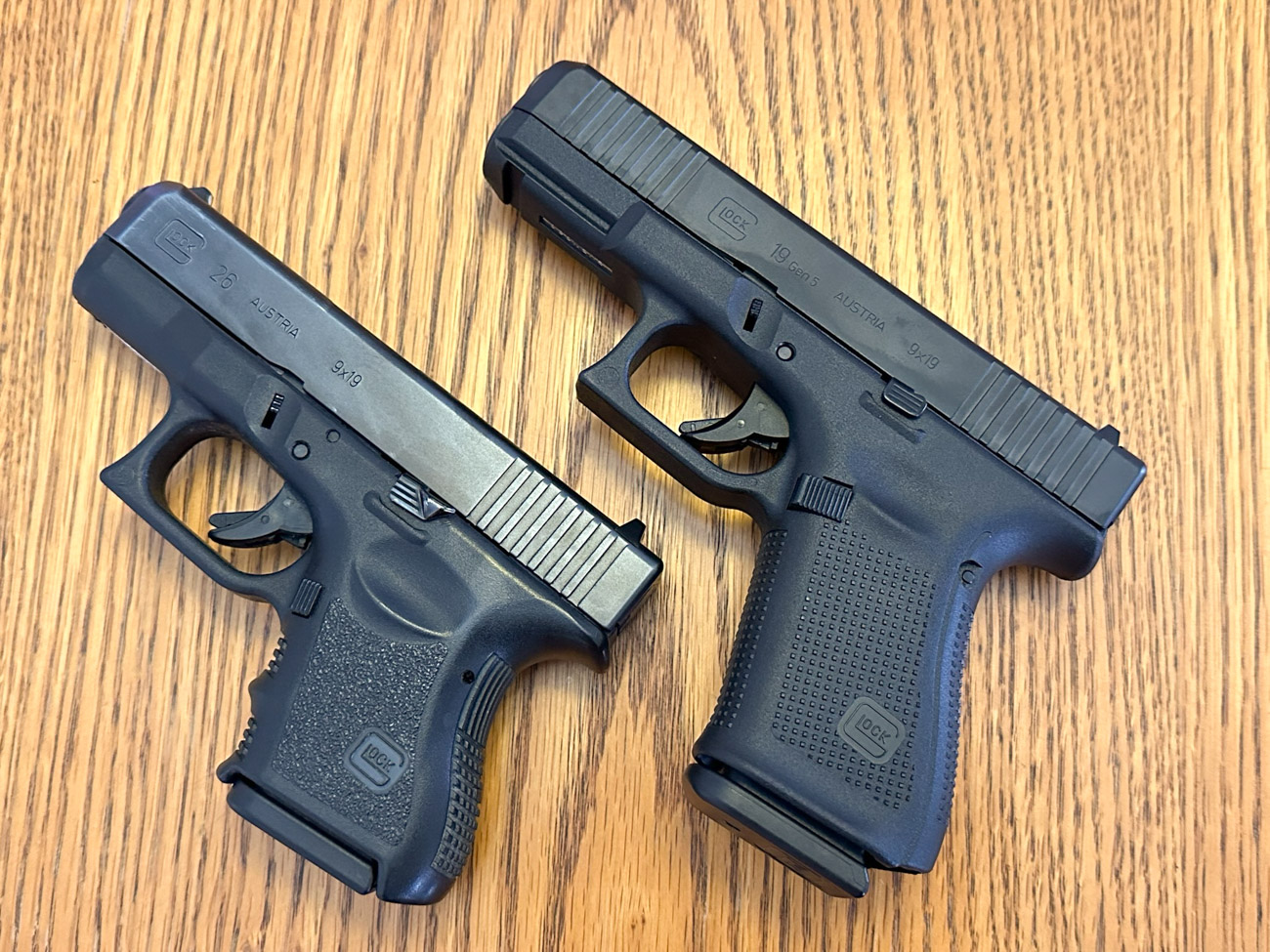 Glock G19 vs Glock G26 size comparison