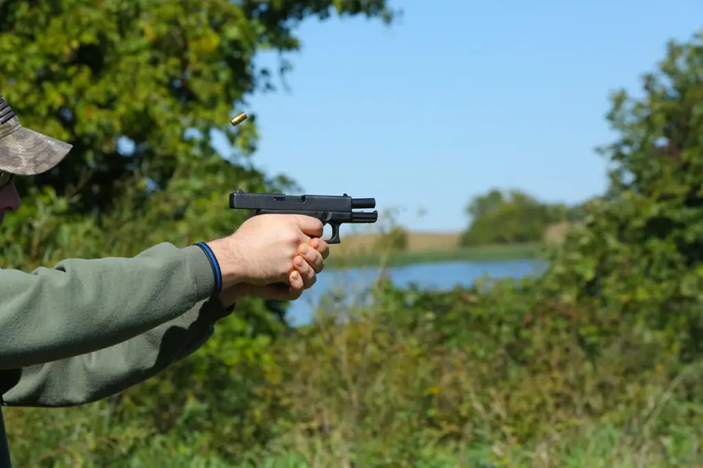 Man Shooting the Glock 19 side view