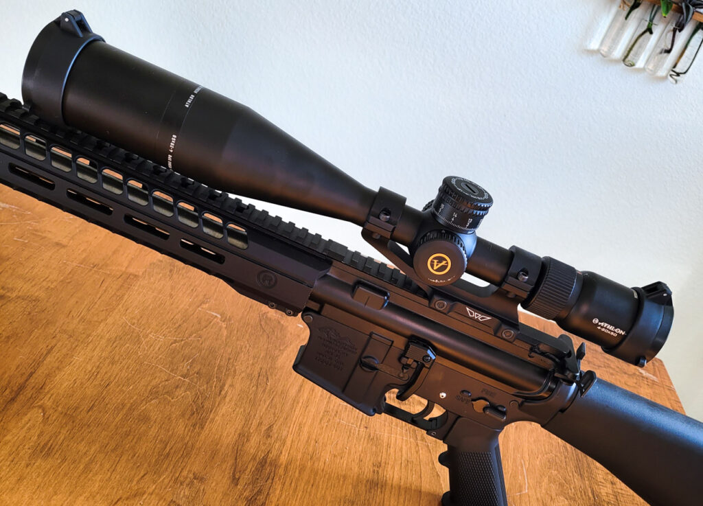 Athlon Heras scope mounted on an AR15 style rifle