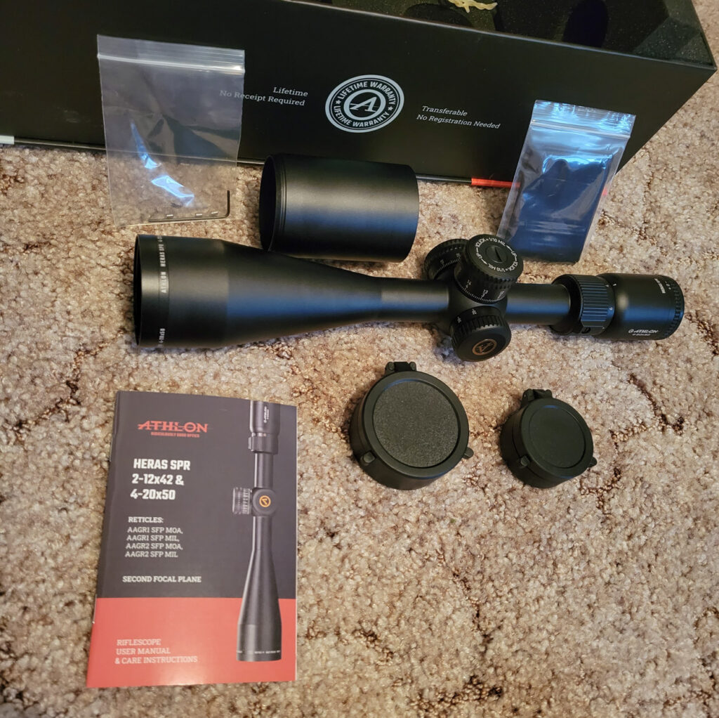 Athlon Heras SPR 4-20x50 Scope with box and all parts and accessories that come with it