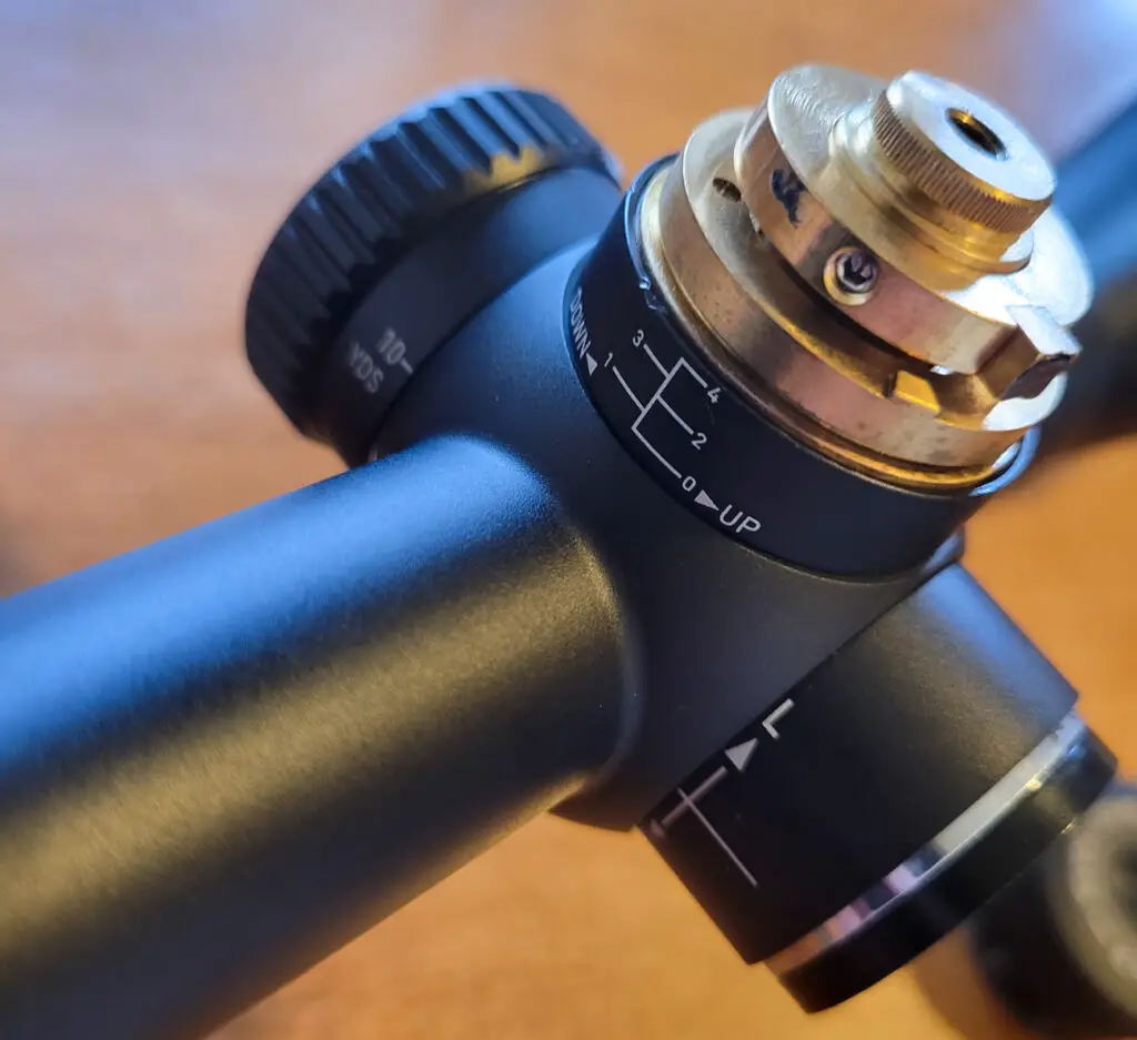 Brass internals of the Athlon Heras Scope knobs