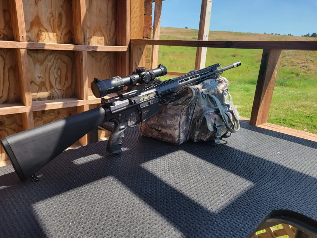 Primary Arms SLX 1-6x24 scope mounted on a rifle at the range