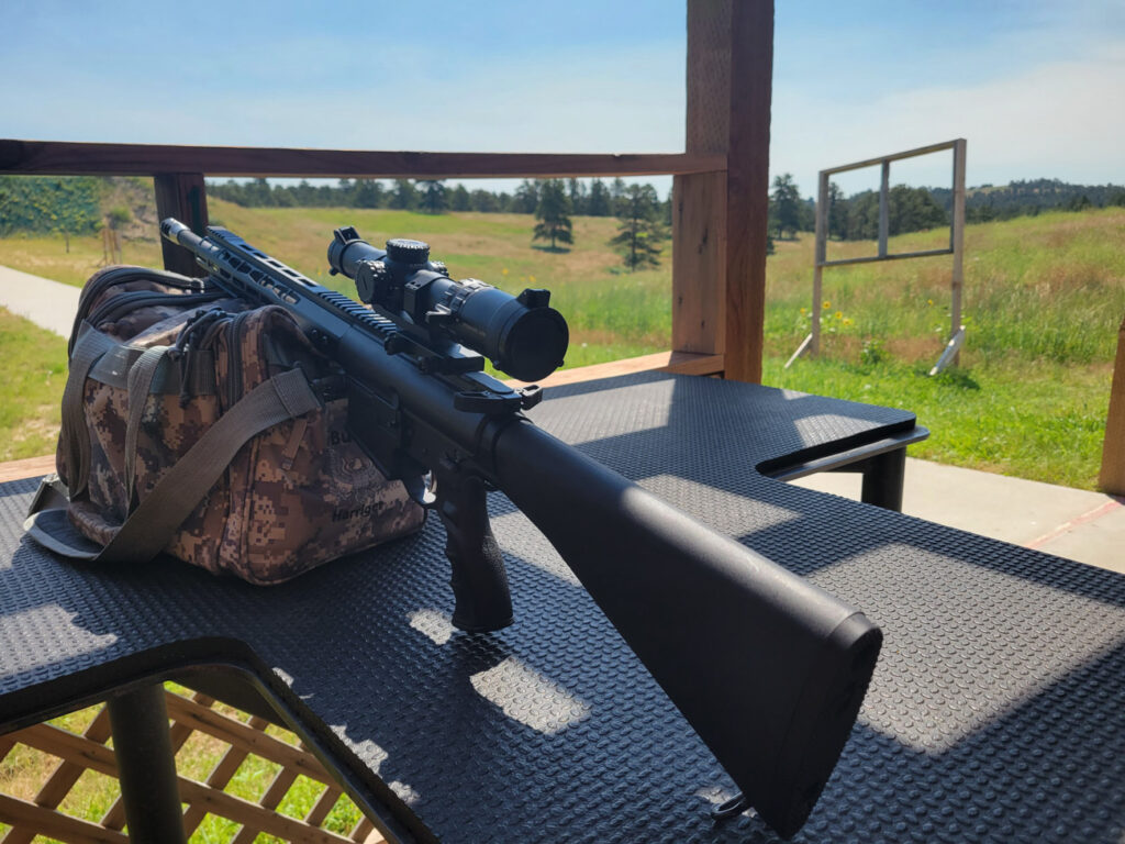 Primary Arms SLX 1-6x24 scope testing at the range on a rifle