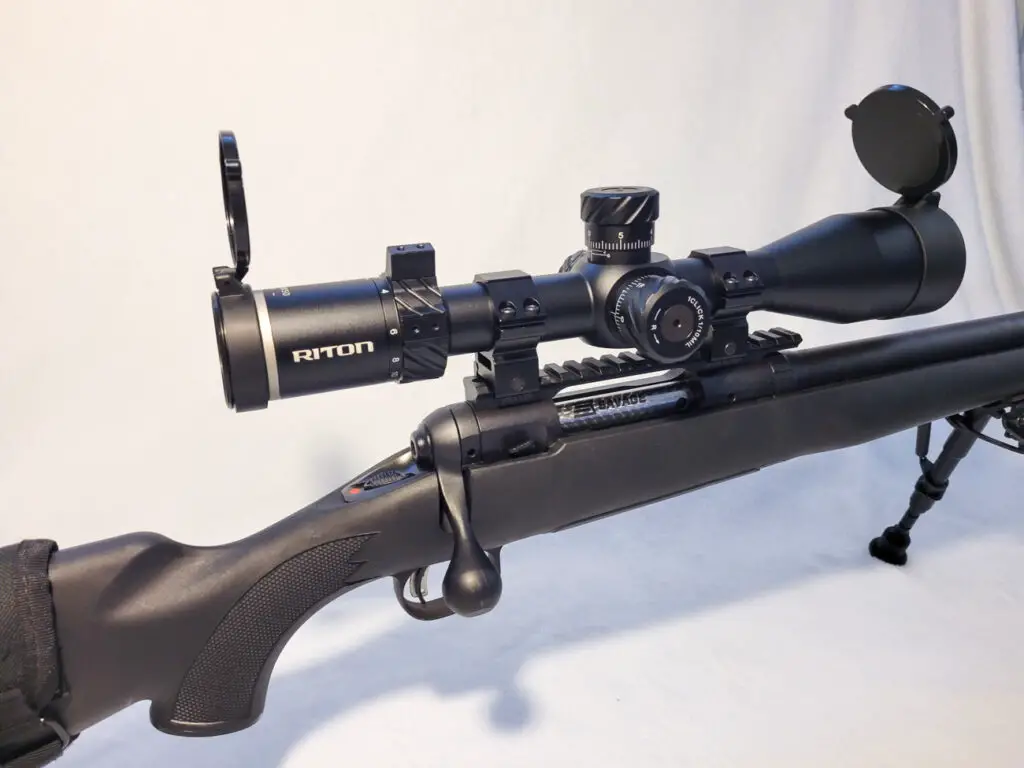 Riton Optics 3 Primal Scope with lens caps on