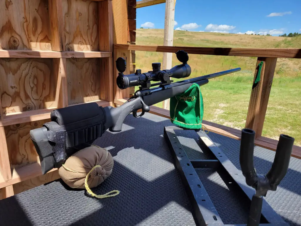 Riton Optics 3 Primal Scope mounted on a rifle at the range