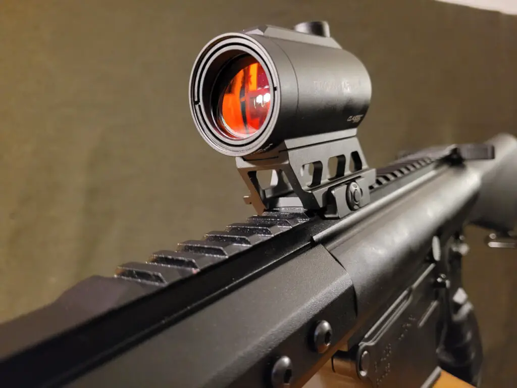 Primary Arms RD-25 Red Dot Site on an AR15 rifle picatinny rail