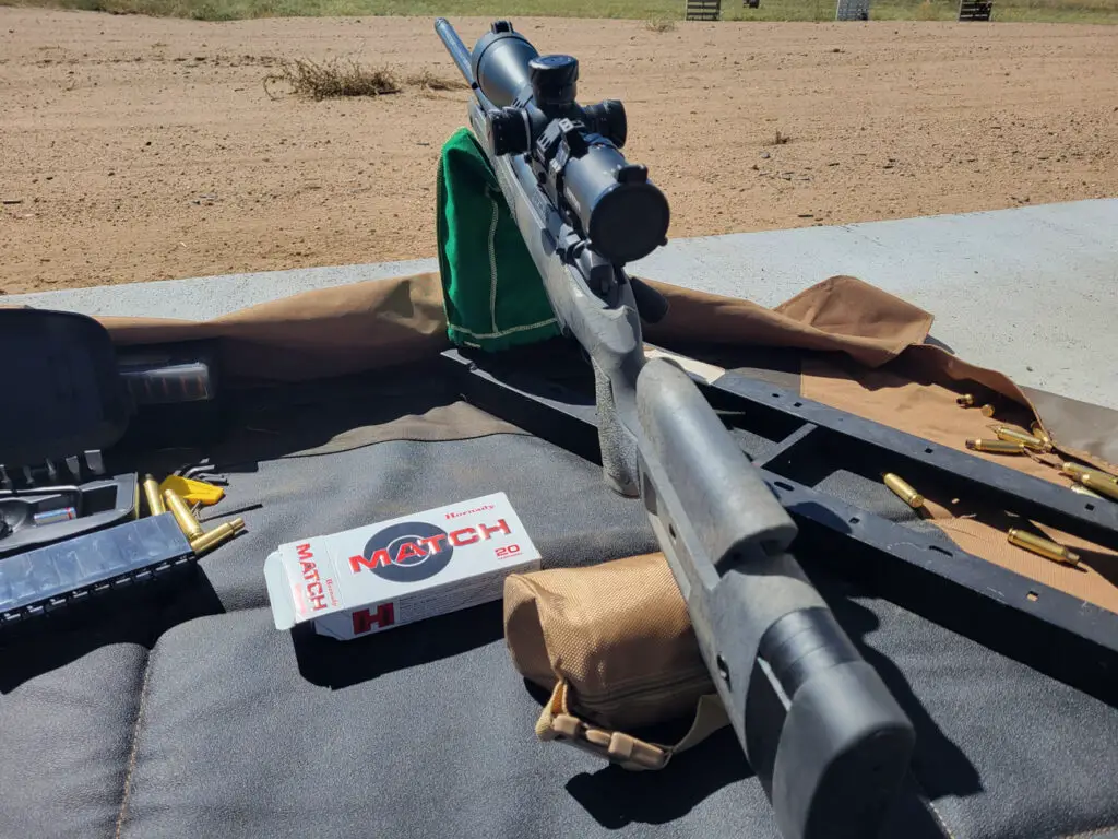 Riton Optics 3 Conquer on a rifle at the gun range for practice