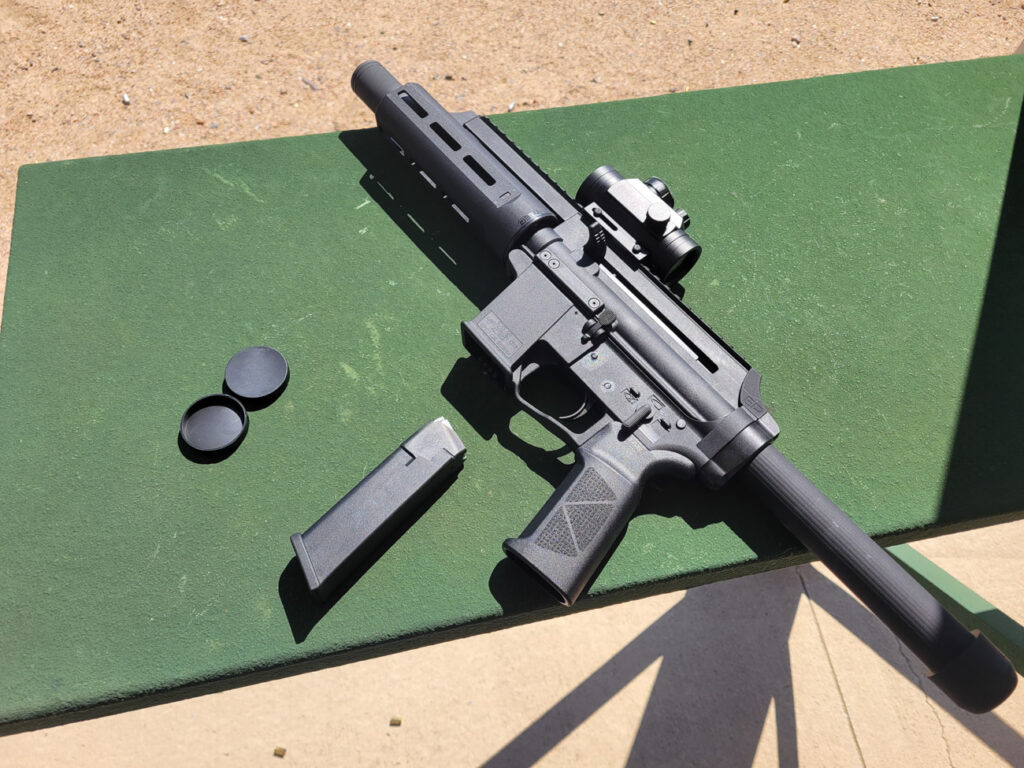 Extar EP9 outside at the gun range on a table