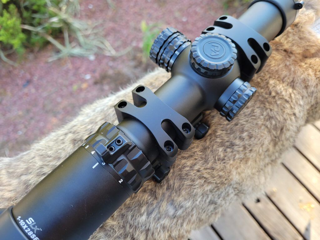 Primary Arms SLX 1-10x28 scope top down view knobs and turrets