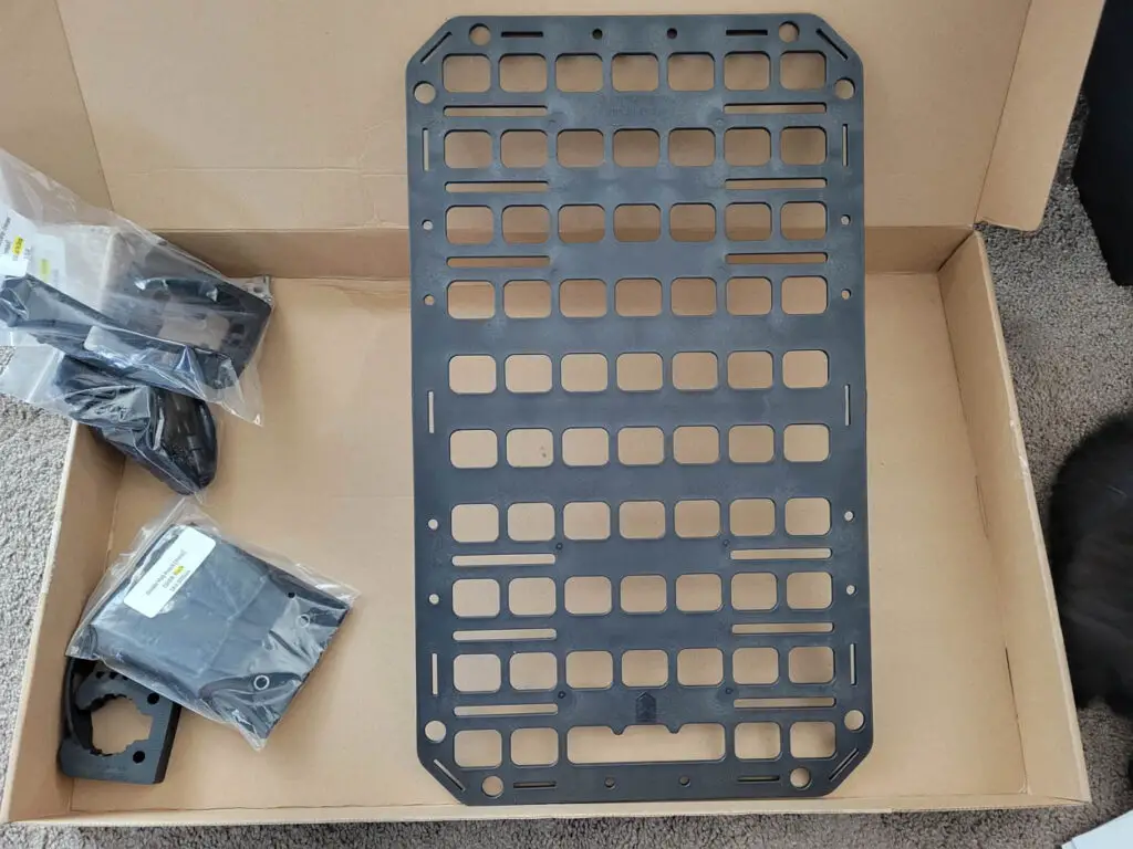 Grey Man Tactical Vehicle Seat Rifle Rack in box with all pieces